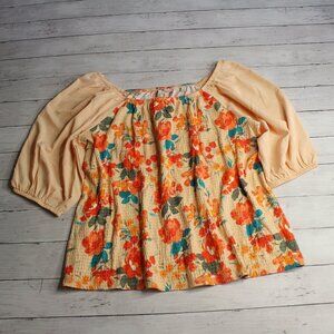 Cato Women's Floral Top Plus Size 22W 24W 3X Off Shoulder 3/4 Sleeve